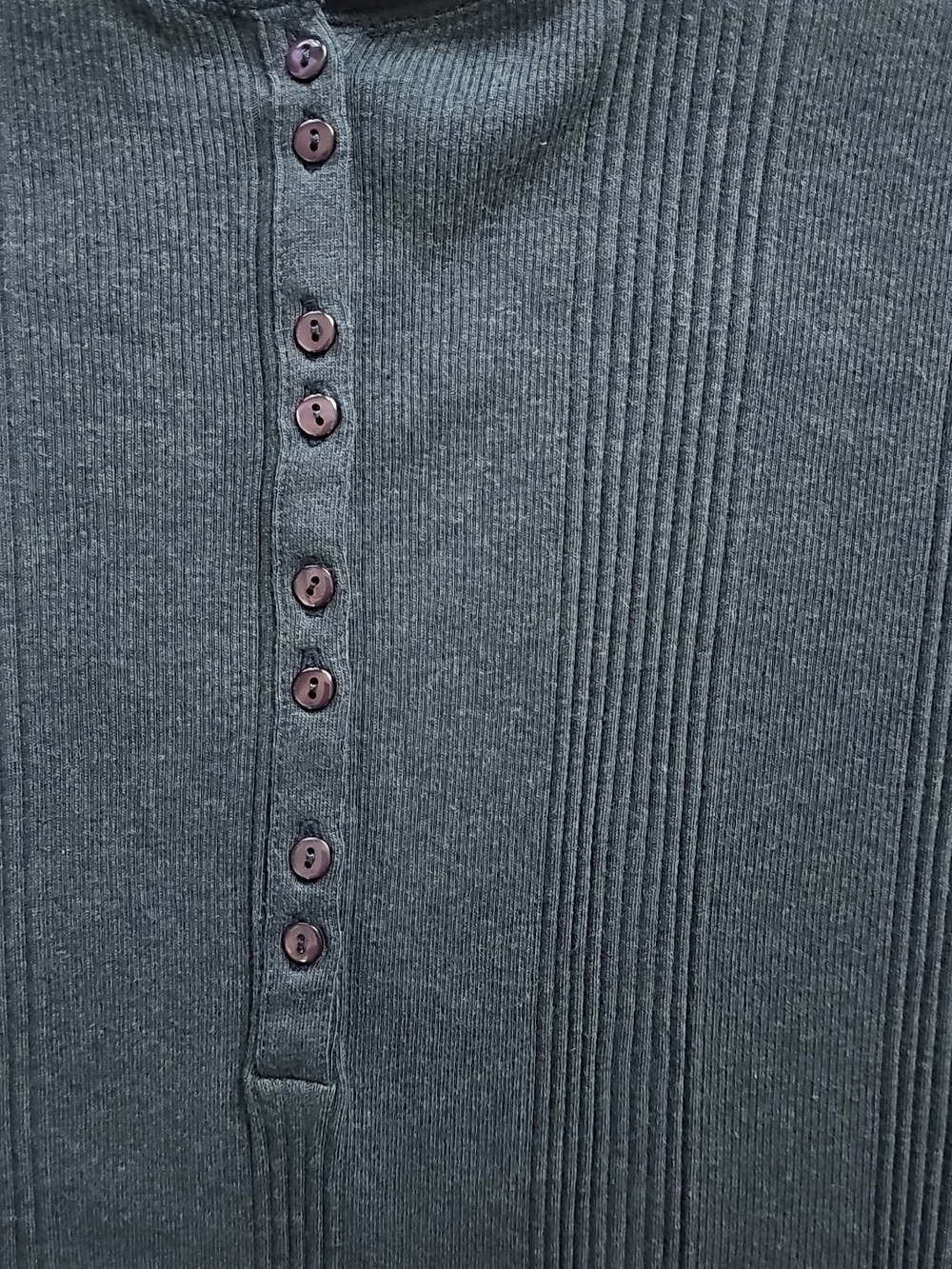 St. John's Bay Navy Ribbed Henley Shirt - Picture 3 of 4